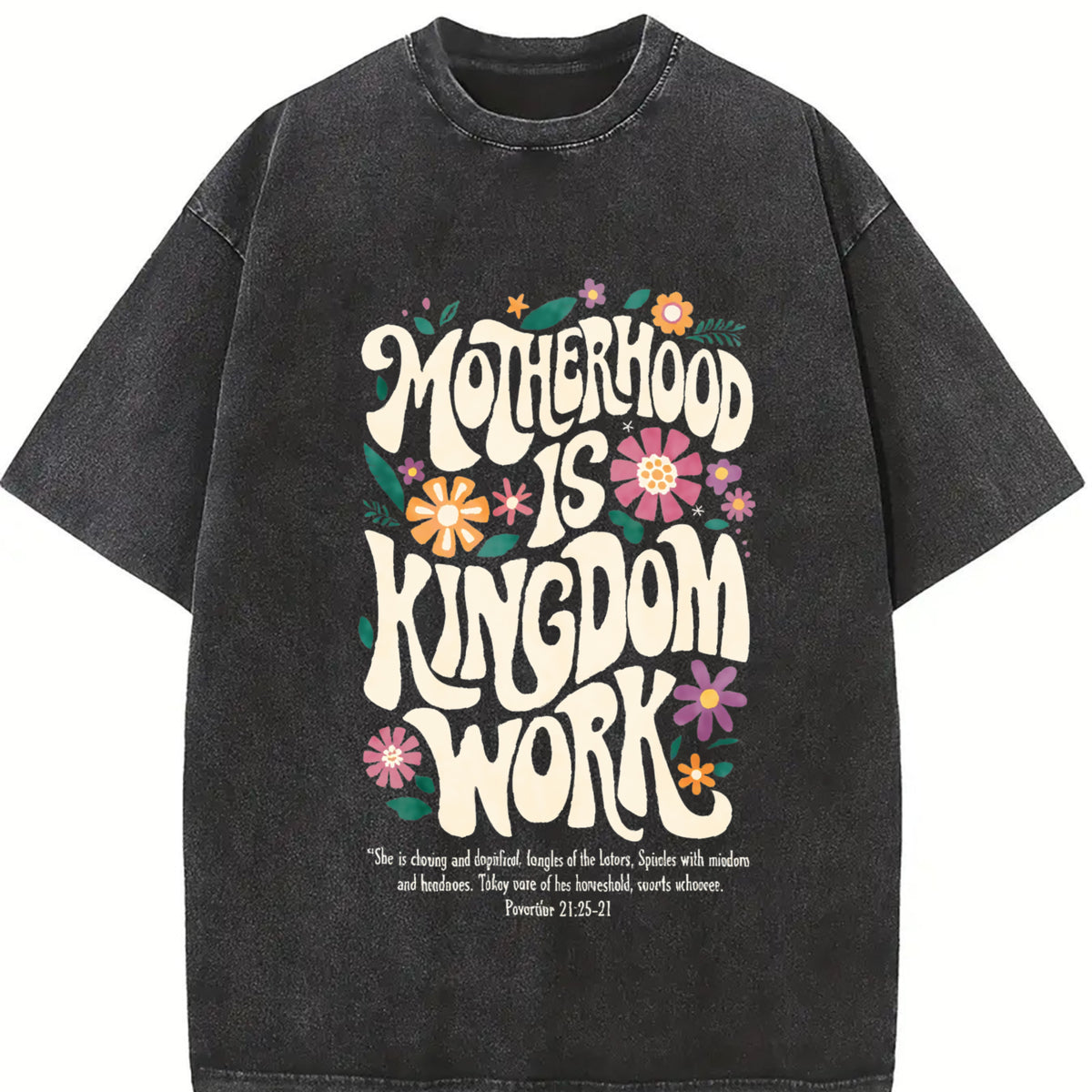 Motherhood Is Kingdom Work Vintage Washed T-Shirt in Black