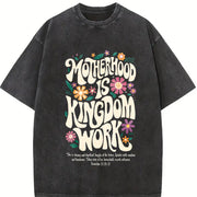 Motherhood Is Kingdom Work Vintage Washed T-Shirt in Black