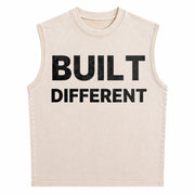 Be Different Vintage Washed Tank Top in Beige