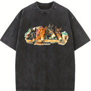 Farm Horse Western Country Vintage Washed T-Shirt in Black