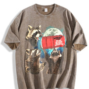 Three Raccoons Coke Zero vintage washed oversized T-shirt in Brown