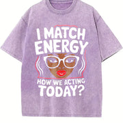 I Match Energy vintage washed oversized T-shirt in Purple