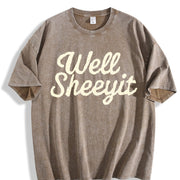 Well Sheeyit Country Western Retro Western Adult Humor vintage washed oversized T-shirt in Brown