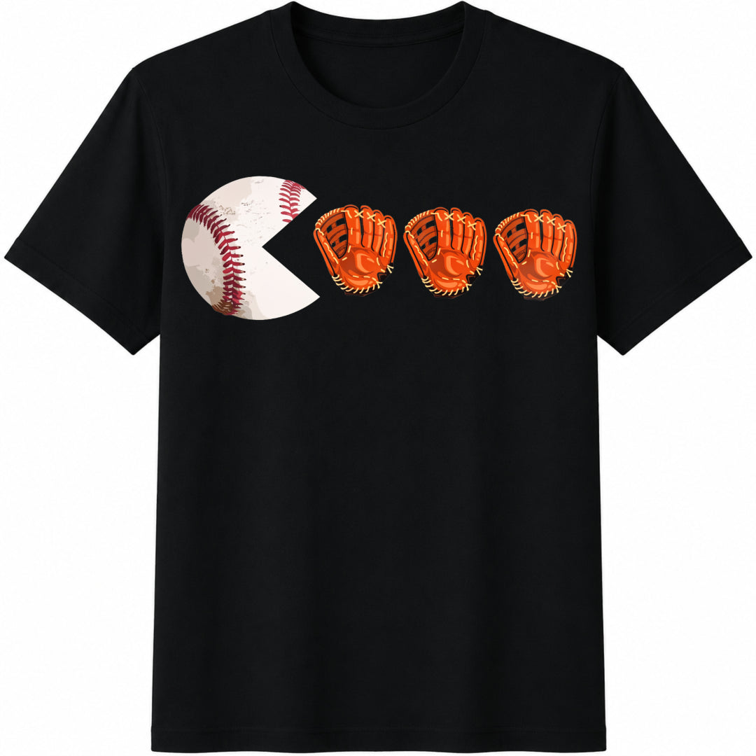 Baseball Glove Emoji Cotton T-Shirt in Black