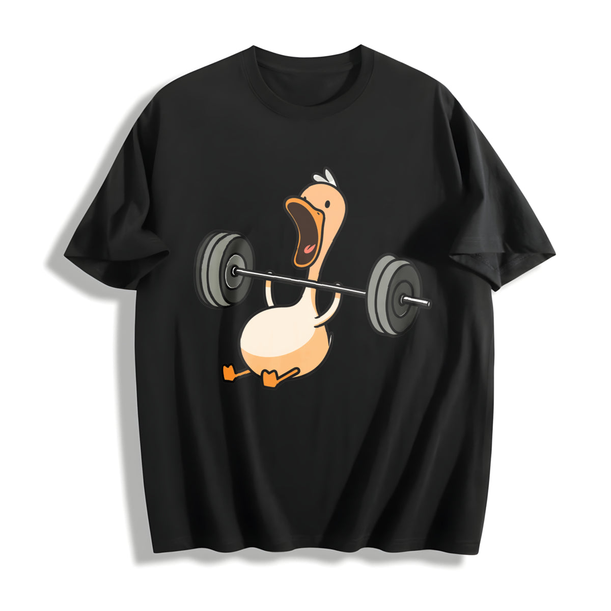 Lifting Duck Gym Cotton T-Shirt in Black