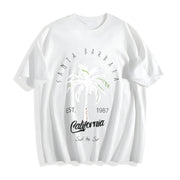 Palm Tree Ladies Cotton T-Shirt in White