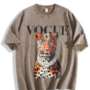 Leopard Vintage Washed T-Shirt in Brown