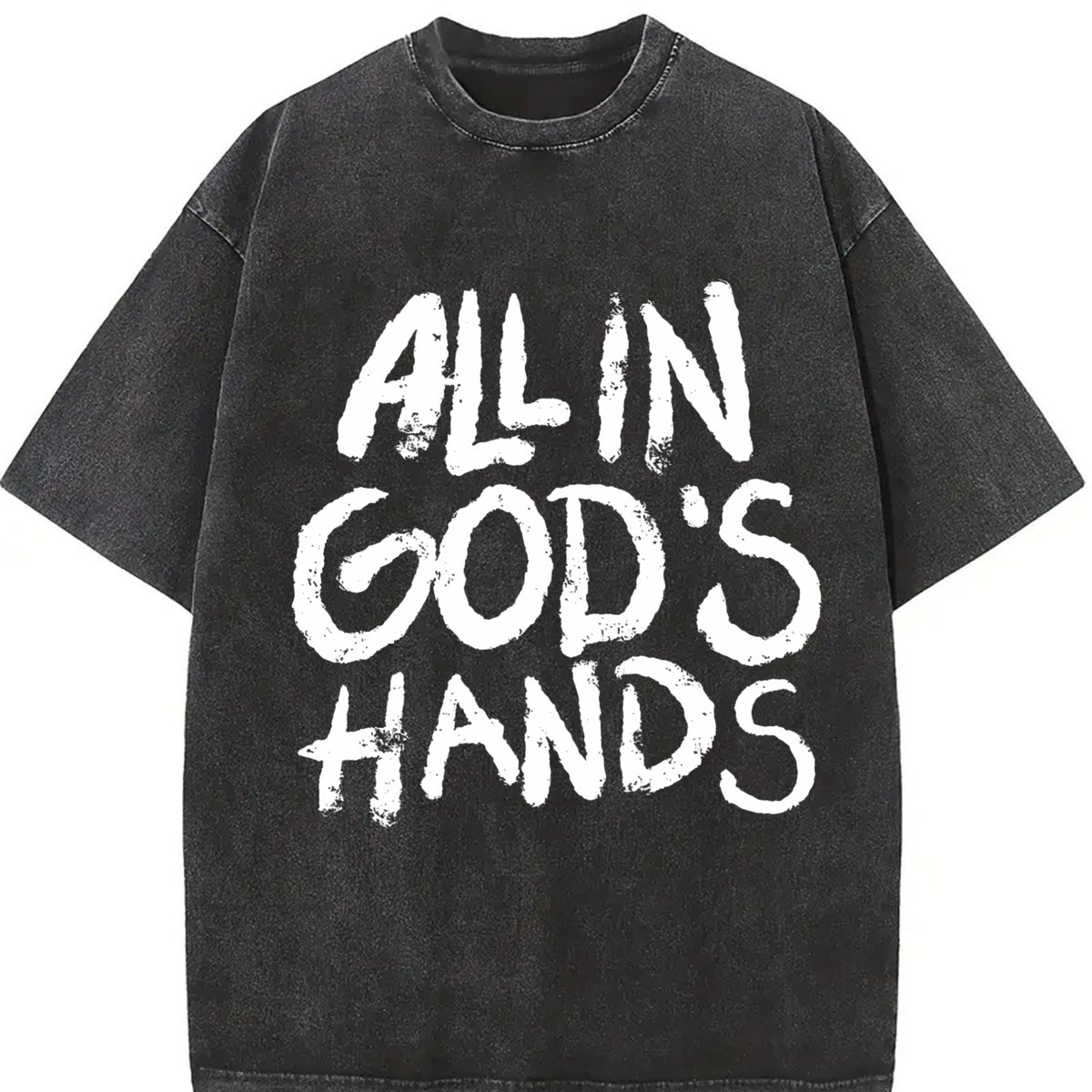 All in God's Hands Faith Vintage Washed T-Shirt in Black