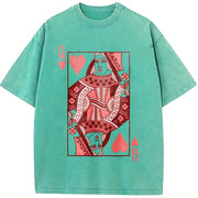 Queen of Hearts Mothers Day Vintage Washed T-Shirt in Blue