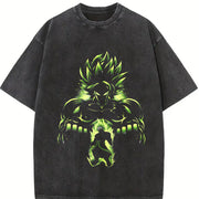 PODTIFY Supper Saiyan - Broly - DB Anime Lover vintage washed oversized T-shirt in Black