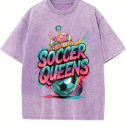 Soccer Queens Vintage Washed T-Shirt in Purple