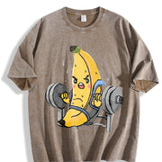 Weightlifting Banana Vintage Washed T-Shirt in Brown