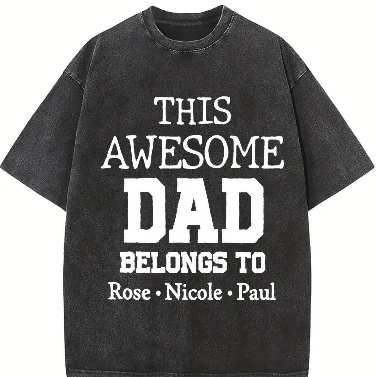 This Awesome Dad Belongs Vintage Washed T-Shirt in Black