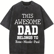 This Awesome Dad Belongs Vintage Washed T-Shirt in Black