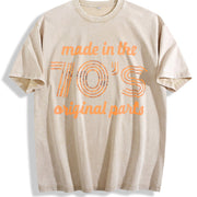 Made in the 70s Original Parts Age Birthday Decade Classic Vintage Washed T-Shirt in Beige