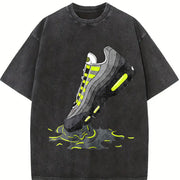 AM 95 Big Bubble Neon Yellow Black Grey 2026 OG Match Vintage Washed T-Shirt in Black