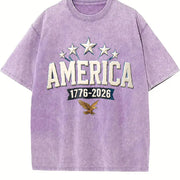 America 1776-2026 Vintage Washed T-Shirt in Purple
