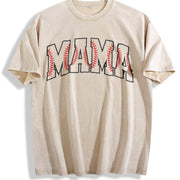 Baseball Mama Baseball Game Day Vintage Washed T-Shirt in Beige