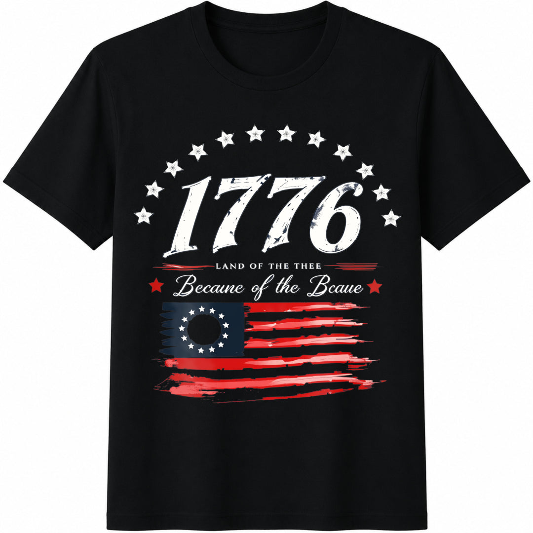 1776 Land of the Free Cotton T-Shirt in Black