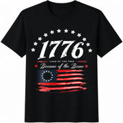 1776 Land of the Free Cotton T-Shirt in Black