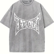 Y2k Tapout Skull ( ) Amity Affliction Tapout Mma Elite Vintage Washed T-Shirt in Gray