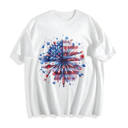 USA Firework 4th of July Cotton T-Shirt in White