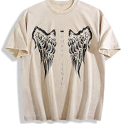 Christ Is King Angel Wings vintage washed oversized T-shirt in Beige