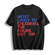 Retro 4th of July Most Likely to Fourth of July Cotton T-Shirt in Black