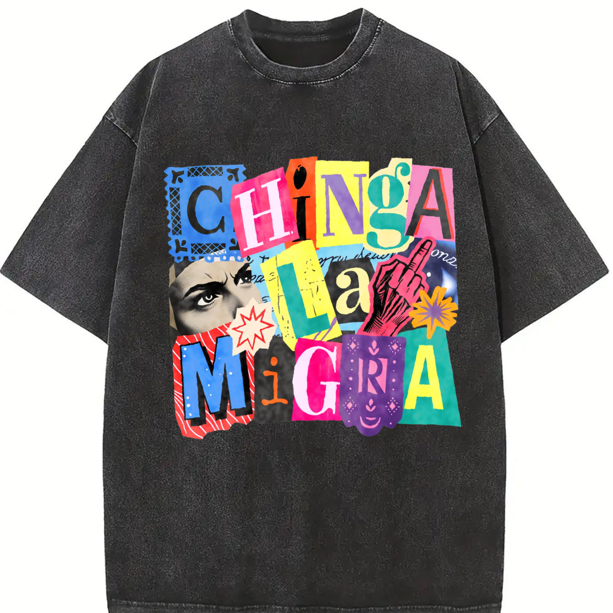 ICE OUT Anti ICE Magazine Letters! Vintage Washed T-Shirt in Black