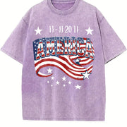America Veterans Day Vintage Washed T-Shirt in Purple