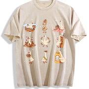 Hot Dog Lover Silly Goose Foodie Vintage Washed T-Shirt in Beige