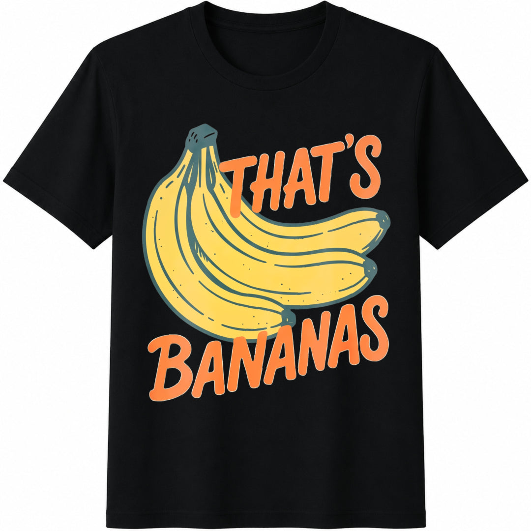 White Fun Banana Decor Text Cotton T-Shirt in Black