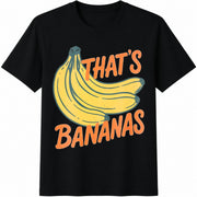 White Fun Banana Decor Text Cotton T-Shirt in Black