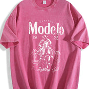 For Formal Urban Distressed Enthusiasts Vintage Washed T-Shirt in Red