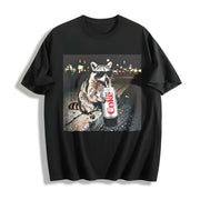 Raccoons Diet Coke Cotton T-Shirt in Black