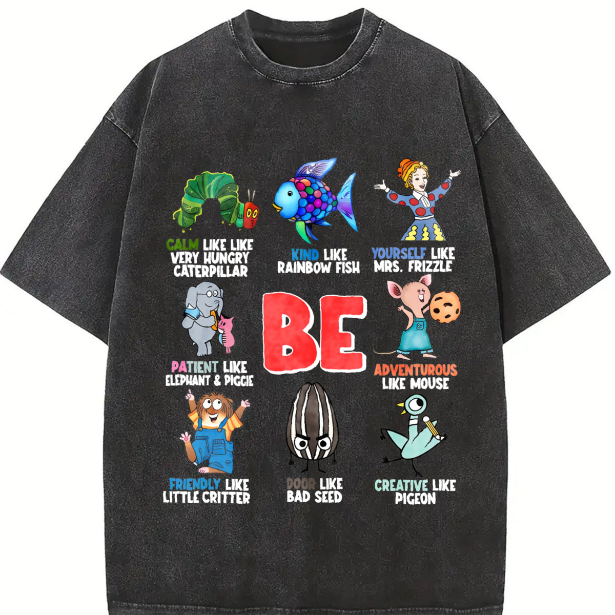 I Still Read Children's Books Teacher Vintage Washed T-Shirt in Black