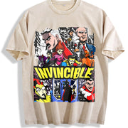 Invincible Superhero Team Vintage Washed T-Shirt in Beige