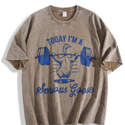Today I'm a Serious Goose Weightlifting Vintage Washed T-Shirt in Brown
