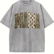 Retro Hunting Camo Mama Deer Hunting Season Duck Camo vintage washed oversized T-shirt in Gray