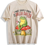 I Was Simply Born to Dilly Dally Vintage Washed T-Shirt in Beige