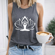 Lotus Yoga Silhouette Crew-neck Sleeveless Vest Outdoor Women's Color Cotton Tank Top in Gray