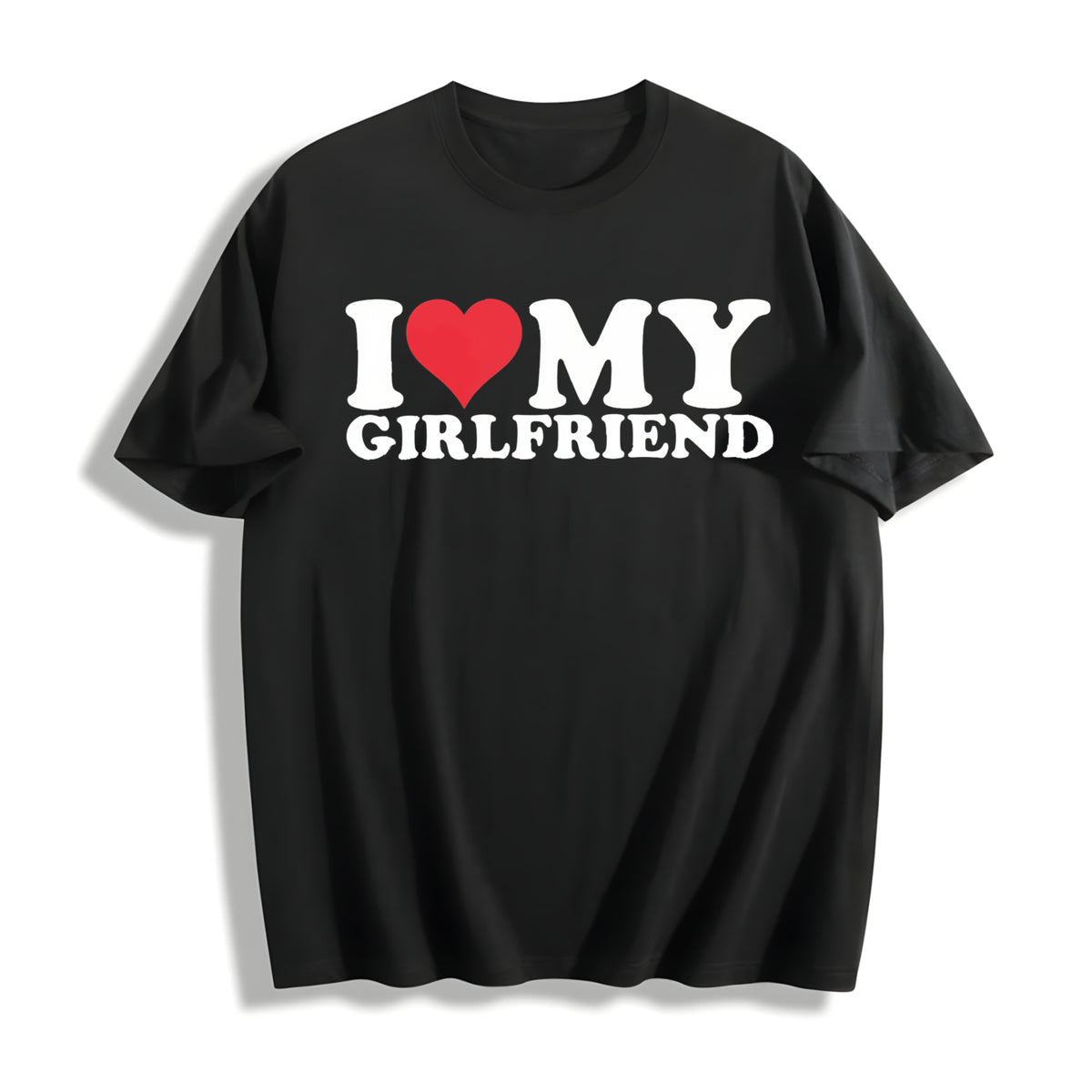 I Love My Girlfriend Cotton T-Shirt in Black