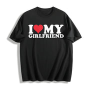 I Love My Girlfriend Cotton T-Shirt in Black