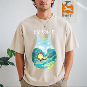 Ghibli Totoro Spirited Away Vintage Washed T-Shirt in Beige