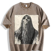 Melting Grim Reaper Sleeveless Tank Vintage Washed T-Shirt in Brown