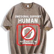 Human Slogan Sleeveless Tank Vintage Washed T-Shirt in Brown