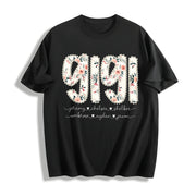 Personalized Gigi Custom Gigi with Kids Names Cotton T-Shirt in Black