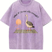 Goose Duck What If I'm Silly Enough Meme Idea Bird Nerd vintage washed oversized T-shirt in Purple