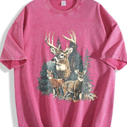 Deer Retro 90s Western Cute Country Hunting Season Country Vintage Washed T-Shirt in Red