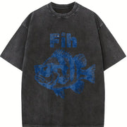 Fih Fish Meme 90s Gag Vintage Washed T-Shirt in Black